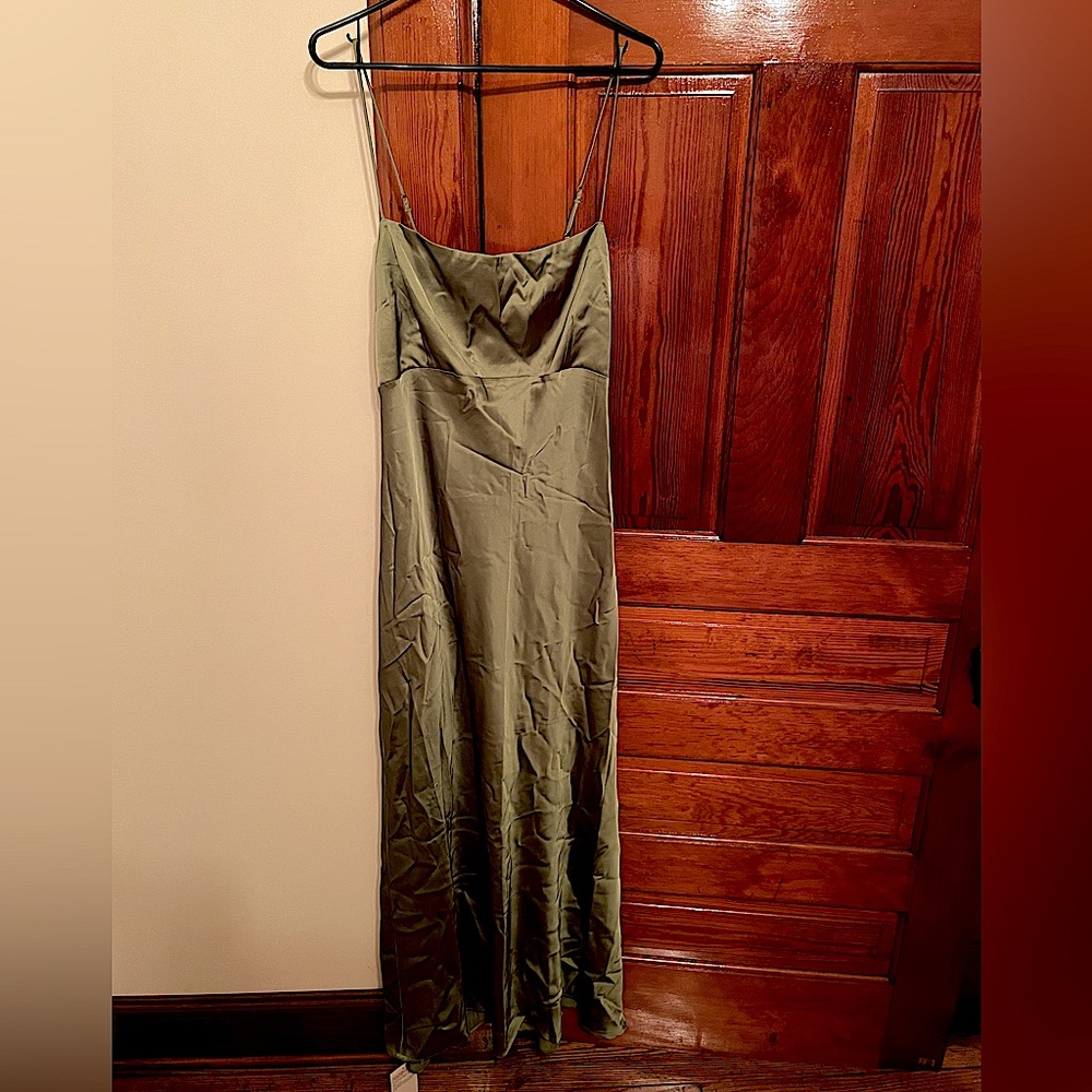 Abercrombie Satin Cowl Back Slip Midi Dress